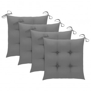 Cojines de silla de jardín 4 uds tela gris 40x40x7 cm D