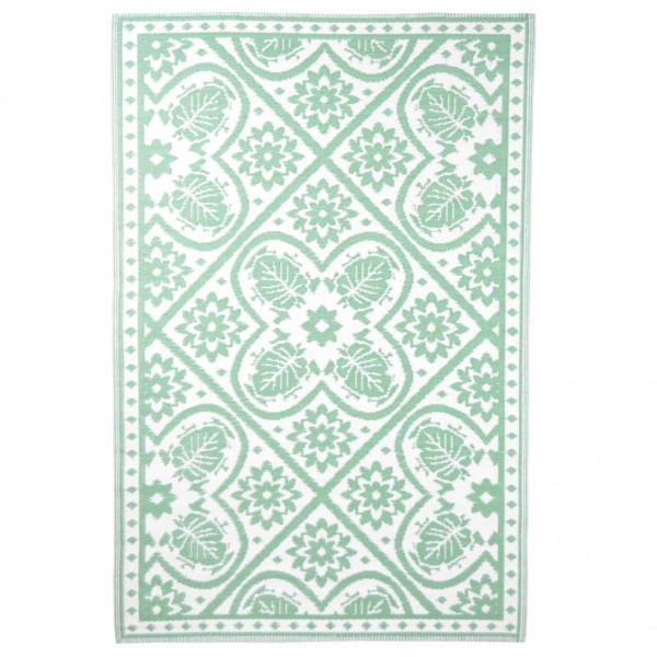 Esschert Design Tapete exterior azulejos verdes e brancos 182x122 cm D