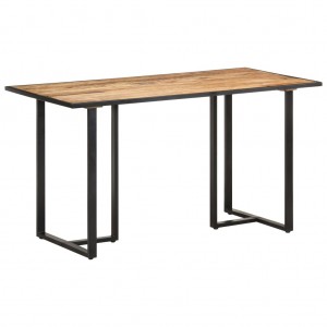 Mesa de comedor de madera maciza de mango rugosa 140 cm D