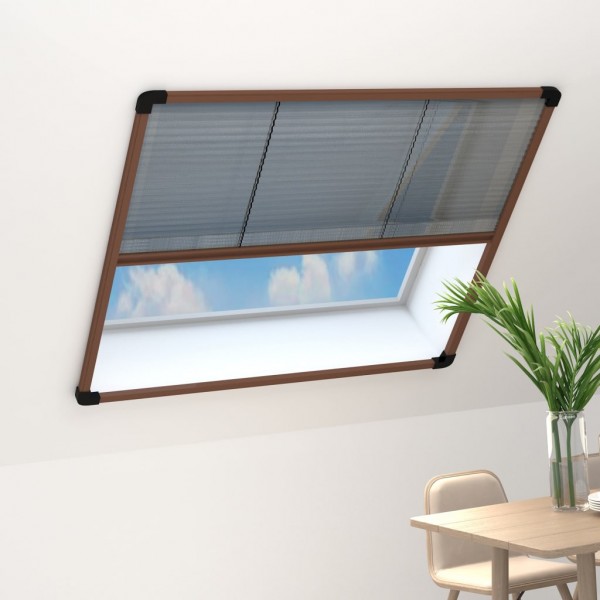 Mosquitera plisada para ventanas aluminio marrón 120x120 cm D