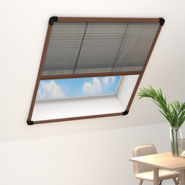Mosquitera plisada para ventanas aluminio marrón 110x160 cm D
