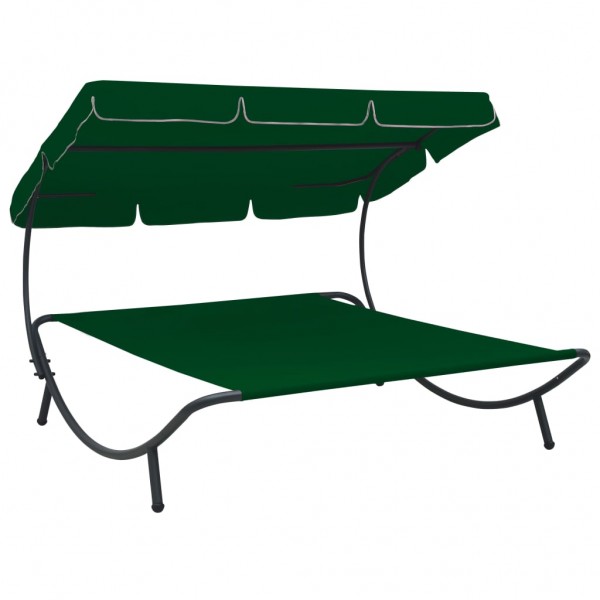 Sofá-cama de jardim com toldo verde D