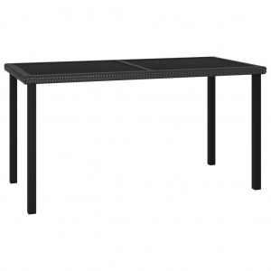 Mesa de jantar para jardim Ratão sintético preto 140x70x73 cm D