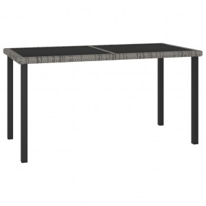 Mesa de comedor para jardín ratán sintético gris 140x70x73 cm D