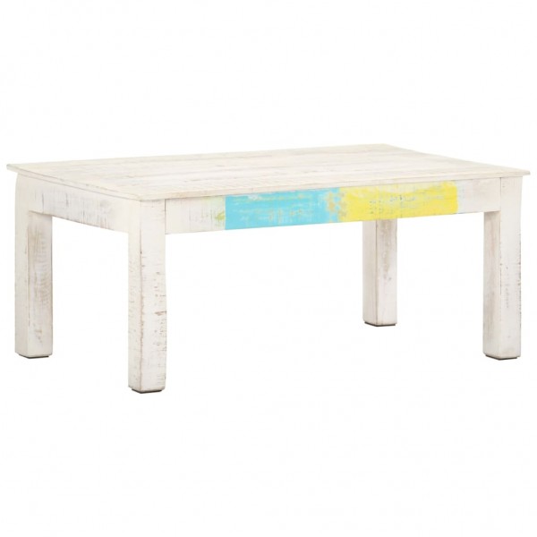 Mesa de centro de madera de mango maciza blanca 110x60x45 cm D