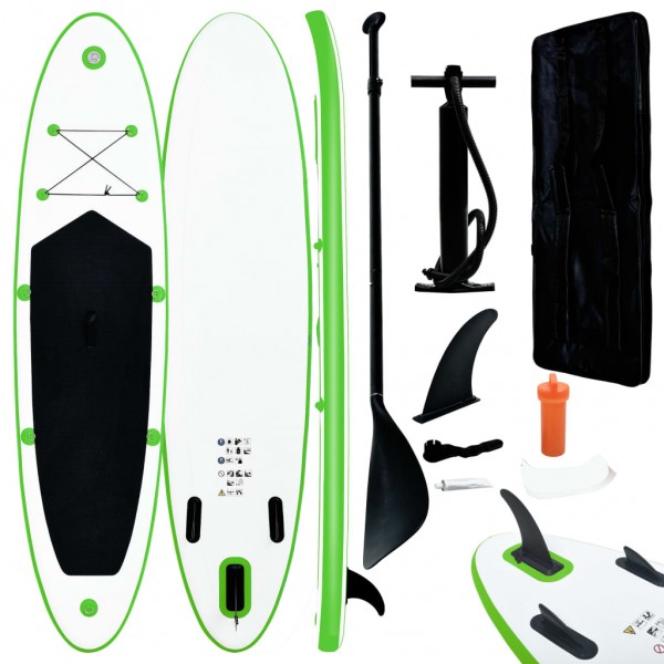 Juego de tabla de paddle surf hinchable verde y negro D