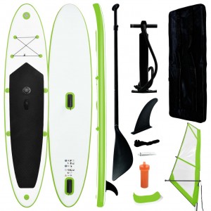 Tabla de paddle surf inflable con vela verde y blanca D
