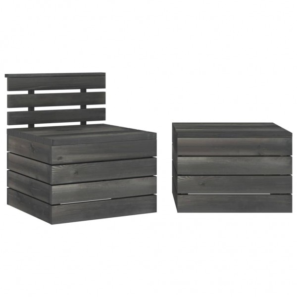 Muebles de jardín de palets 2 piezas madera de pino gris oscuro D