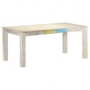 Mesa de comedor de madera maciza de mango blanco 180x90x76 cm D