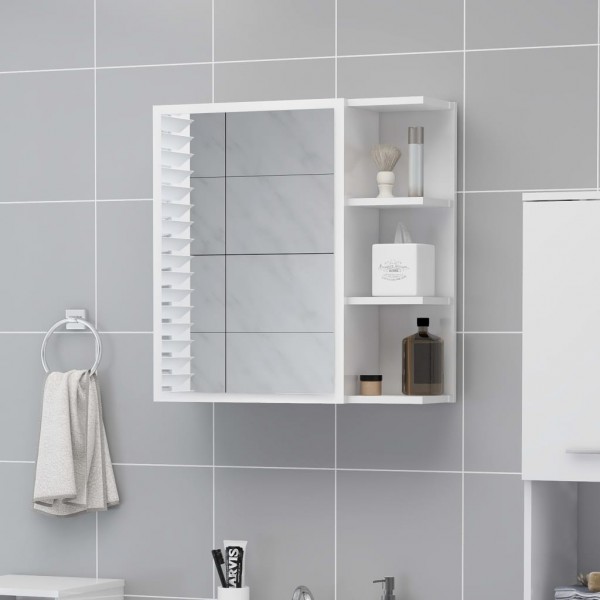 Armário espelho banheiro revestimento branco brilho 62.5x20.5x64 cm D