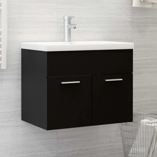 Armario para lavabo madera contrachapada negro 60x38.5x46 cm D