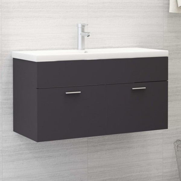 Armario para lavabo madera contrachapada gris 90x38.5x46 cm D