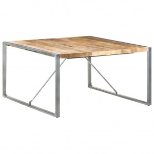 Mesa de comedor madera de mango rugosa 140x140x75 cm D