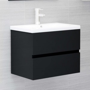Armário para lavatório madeira de contraplacado preto 60x38.5x45 cm D