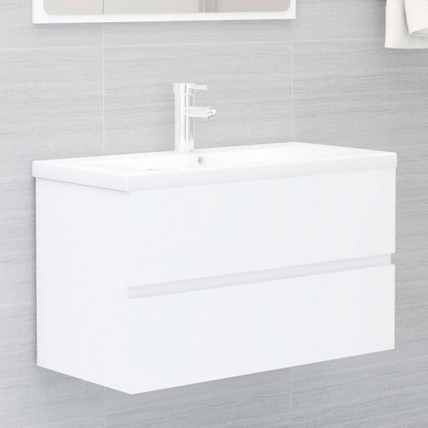 Armário de lavatório de madeira branco 80x38.5x45 cm D
