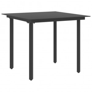 Mesa de comedor de jardín acero y vidrio negro 80x80x74 cm D