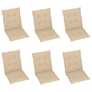 Cojín de silla de jardín respaldo bajo 6 uds tela Oxford beige D