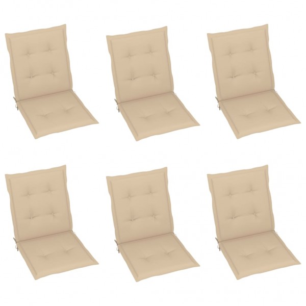 Cojines para sillas de jardín 6 unidades beige 100x50x3 cm D