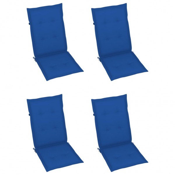 Cojín silla de jardín respaldo alto 4 uds tela azul 120x50x3 cm D