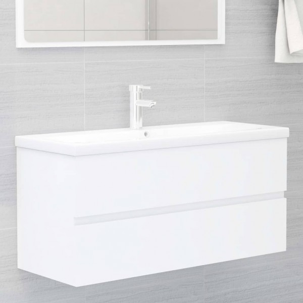 Armario para lavabo madera contrachapada blanco 100x38.5x45 cm D