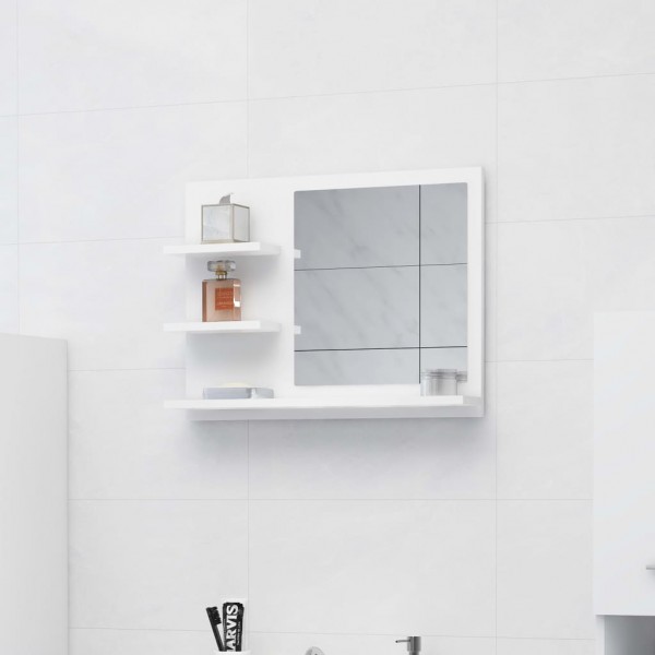 Espelho de casa de banho de madeira contraplacada branca 60x10,5x45 cm D