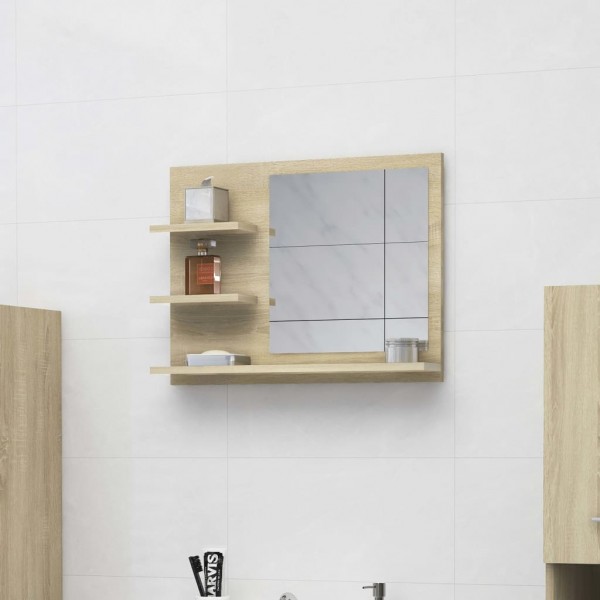 Espelho de casa de banho madeira de carvalho Sonoma 60x10.5x45 cm D