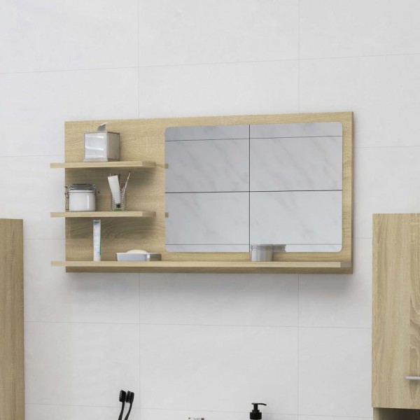 Espelho de casa de banho madeira contraplacada de carvalho Sonoma 90x10.5x45 cm D