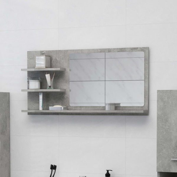 Espejo de baño aglomerado gris hormigón 90x10.5x45 cm D