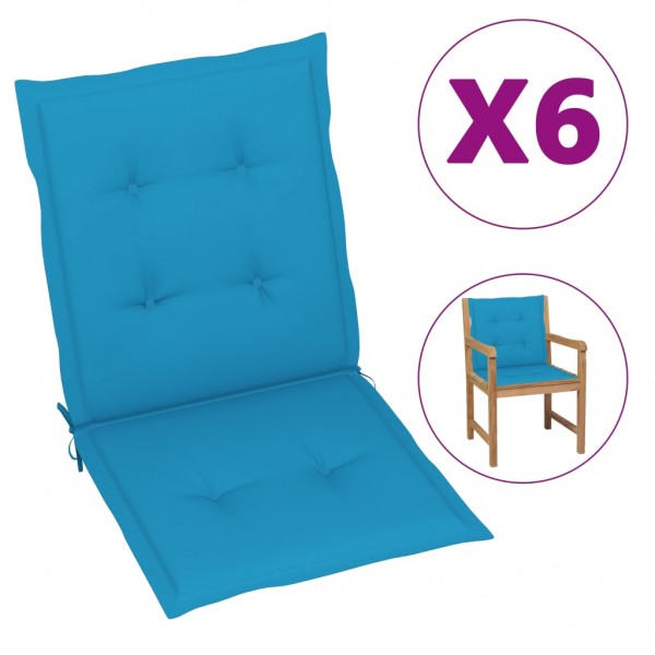 Cojín silla jardín respaldo bajo 6 uds tela Oxford azul D
