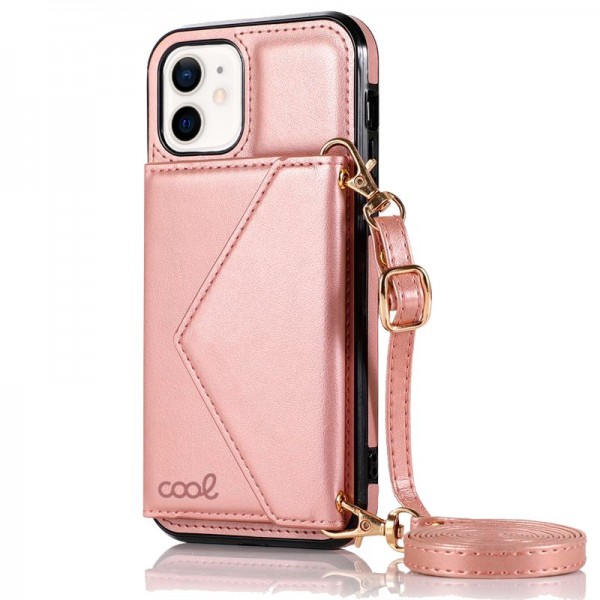 Carcaça COOL para iPhone 12 mini Pendente Wallet Rosa D