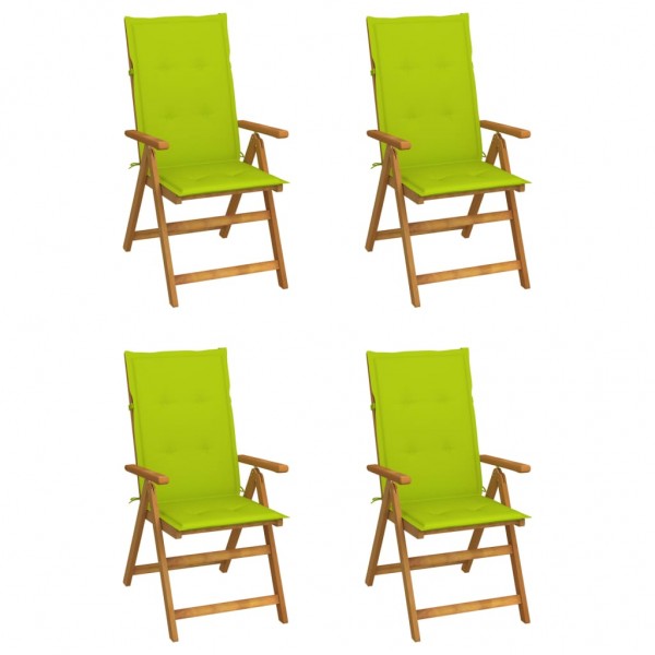 Sillas de jardín reclinables 4 uds madera maciza acacia cojines Sillas de jardín reclinables 4 uds madera maciza acacia cojines D
