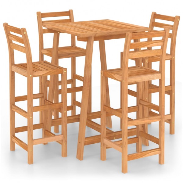 Mesa e cadeiras de bar para jardim 5pzas madeira maciça de acacia D