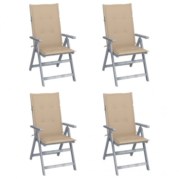 Cadeiras de jardim reclináveis de madeira maciça D
