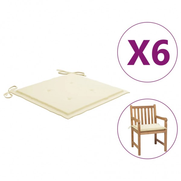 Cojines de silla de jardín 6 uds tela Oxford crema 50x50x3 cm D