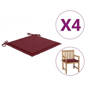 Cojines silla de jardín 4 uds tela Oxford rojo tinto 50x50x3 cm D