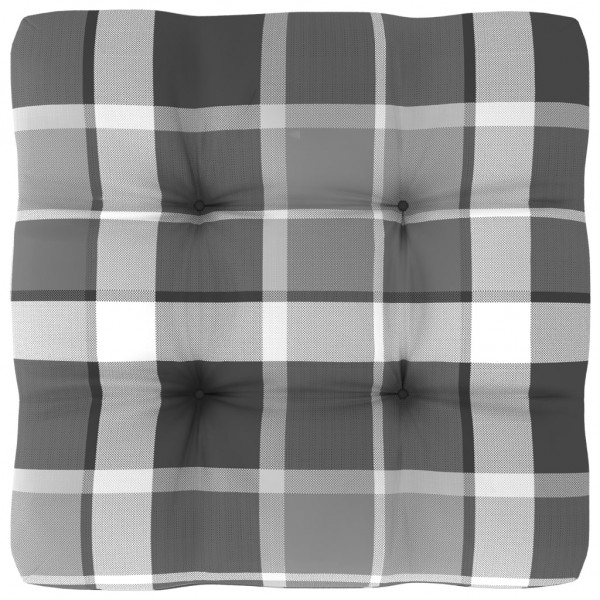 Cojín para sofá sofá de palets tela a cuadros gris 50x50x12 cm D