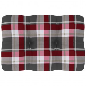 Cojín para sofá de palets tela a cuadros rojo 60x40x12 cm D