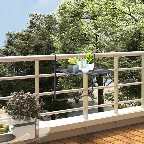 Mesa de balcón de acero negro 60x40 cm D