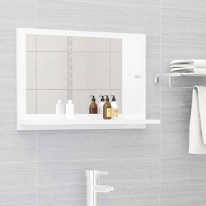 Espejo de baño madera contrachapada blanco brillo 60x10.5x37 cm D