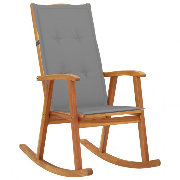 Cadeira de balanço com almofadas em madeira maciça de acácia D