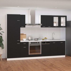 Juego de muebles de cocina 8 piezas aglomerado negro D