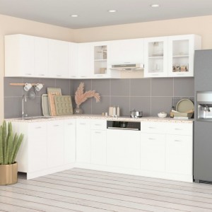 Juego de muebles de cocina 11 piezas aglomerado blanco D