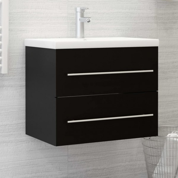 Armario para lavabo aglomerado negro 60x38.5x48 cm D