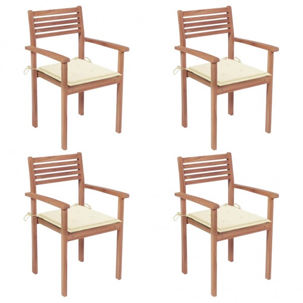 Quatro cadeiras de jardim de madeira maciça de teca D