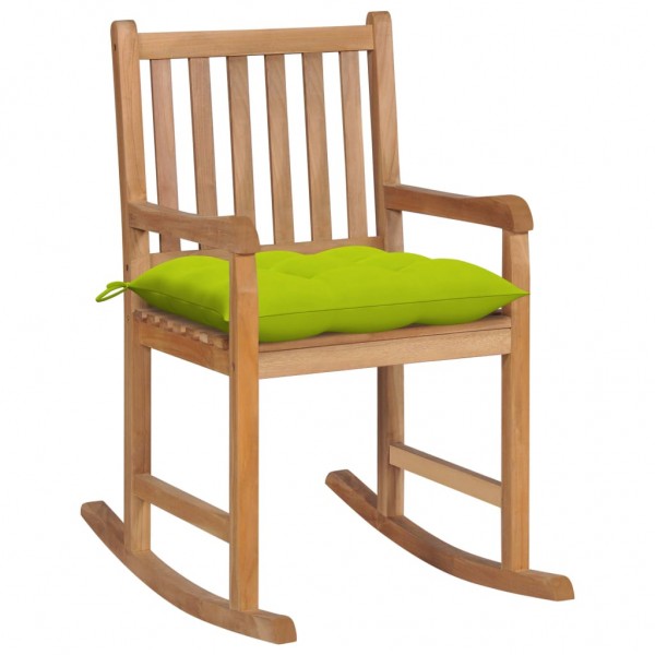 Assento balançador de madeira teca maciça com almofada verde brilhante D