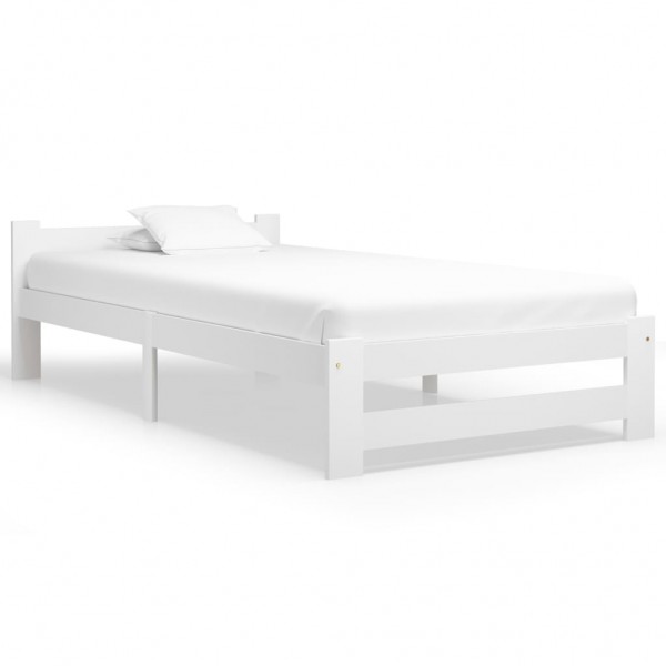 Estructura de cama de madera maciza de pino blanca 90x200 cm D