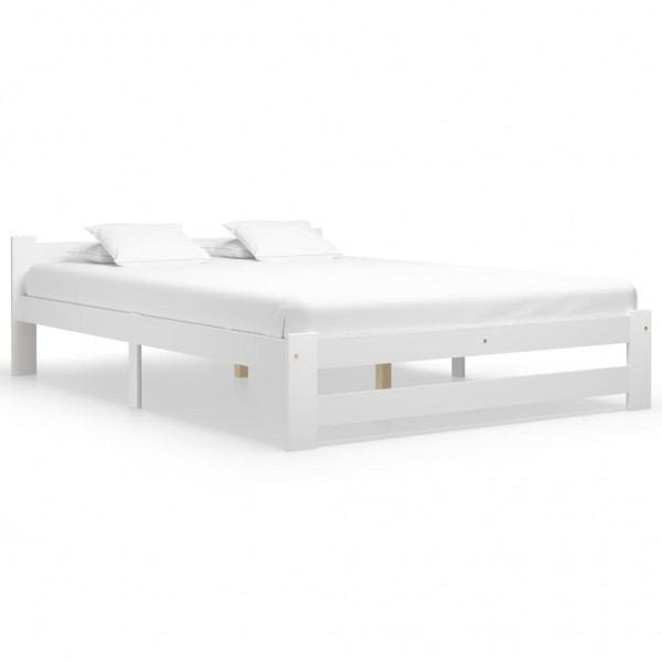 Estructura de cama de madera maciza de pino blanca 120x200 cm D