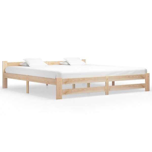Estructura de cama madera maciza de pino 200x200 cm D