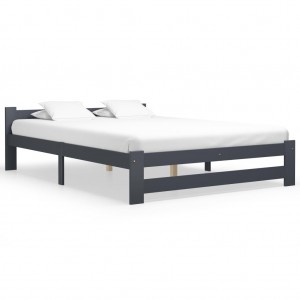 Estructura de cama madera maciza de pino gris oscuro 140x200 cm D