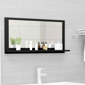 Espejo de baño madera contrachapada negro 80x10.5x37 cm D